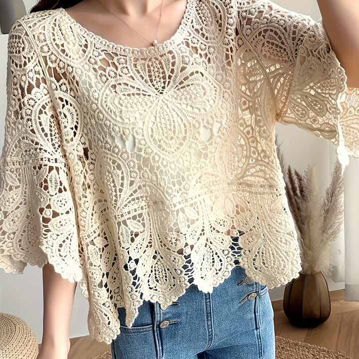 The Lace Trim Printed Blouse