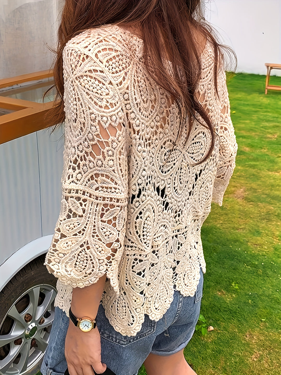 The Lace Trim Printed Blouse