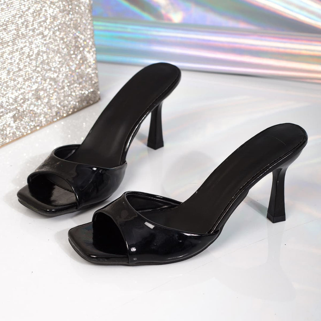 The Black Patent Square Toe Heels
