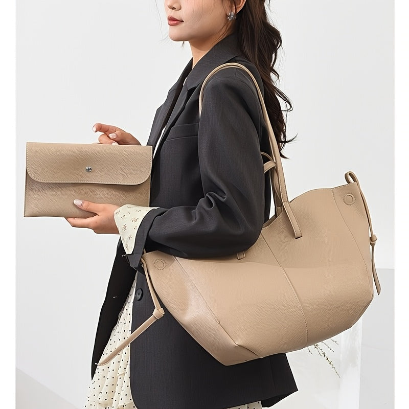 The Mira Soft Tote — Lightweight Faux-Leather Shoulder Bag