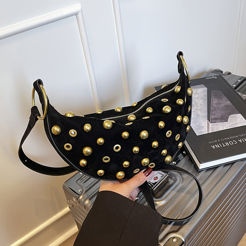 Luna Crescent Punk Crossbody Bag – Edgy & Stylish