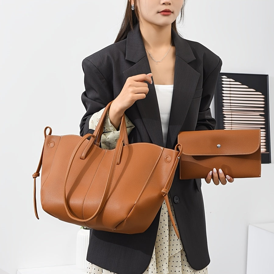 The Mira Soft Tote — Lightweight Faux-Leather Shoulder Bag