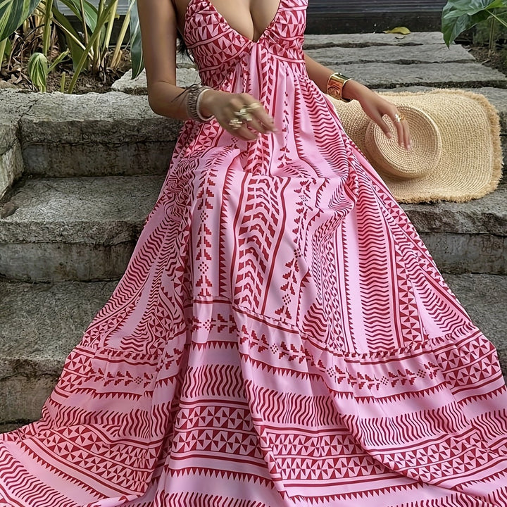 The Pink Boho Halter Maxi Dress