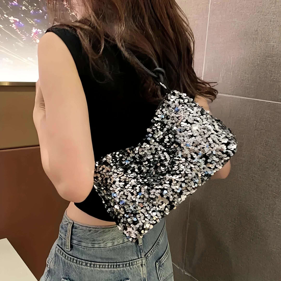 Sequined Shoulder Bag – Chic & Stylish with Strap
