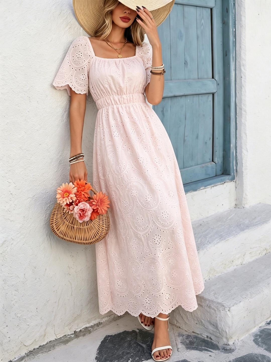 Vintage Eyelet Midi Dress — Romantic Coquette White
