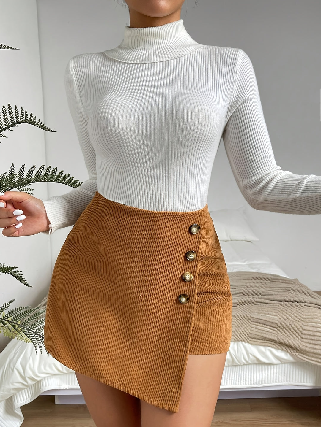 Button Detail Wrap Dress