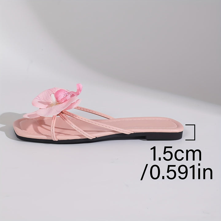 The Floral Square-Toe Flip-Flops