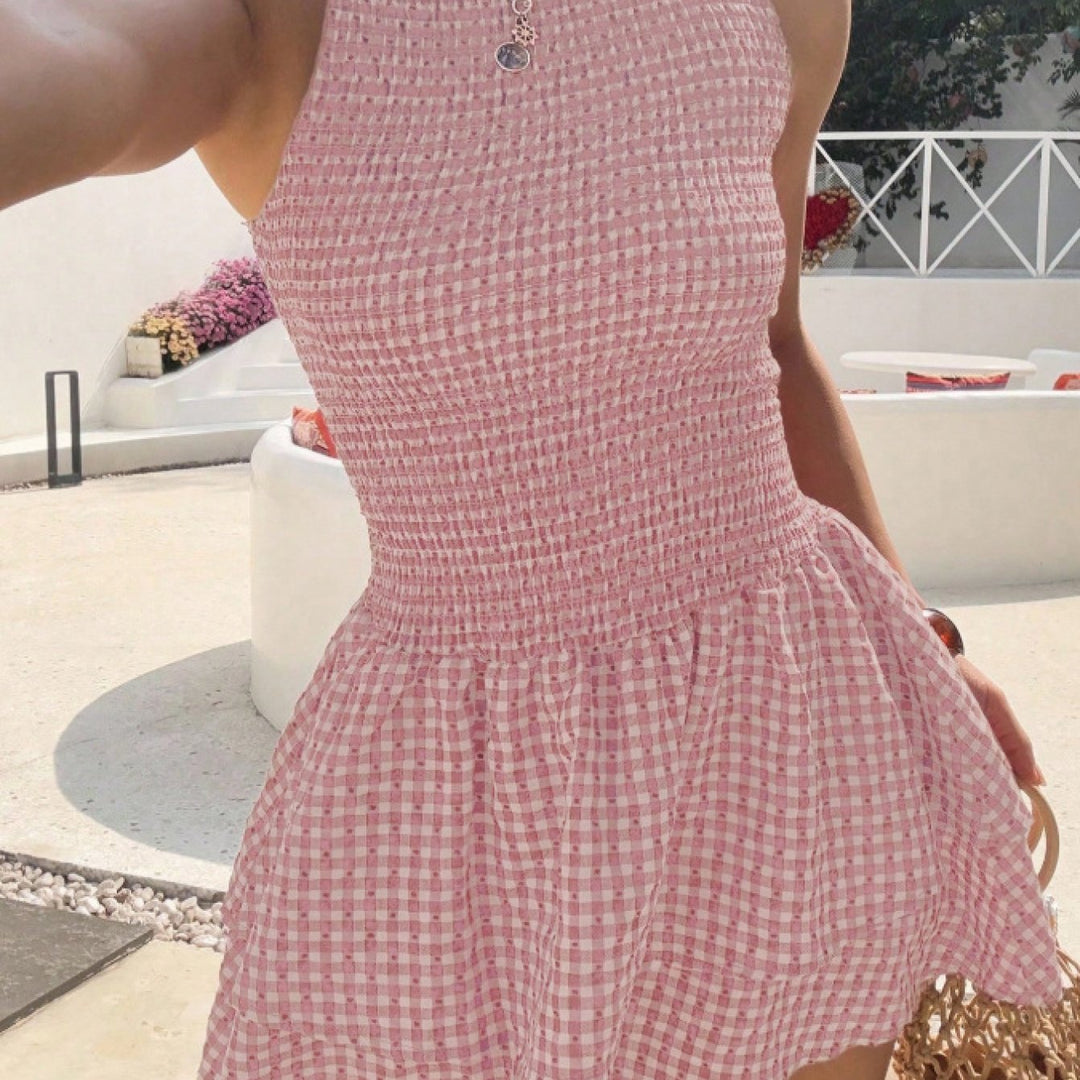 The Checkered Puff Dress