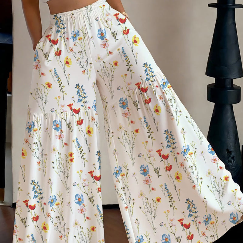 The Lunara Wide-Leg Trousers — Floral Everyday Essential