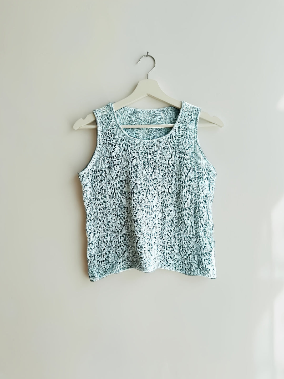 Light Blue Crochet Pullover — Refined Knit Top