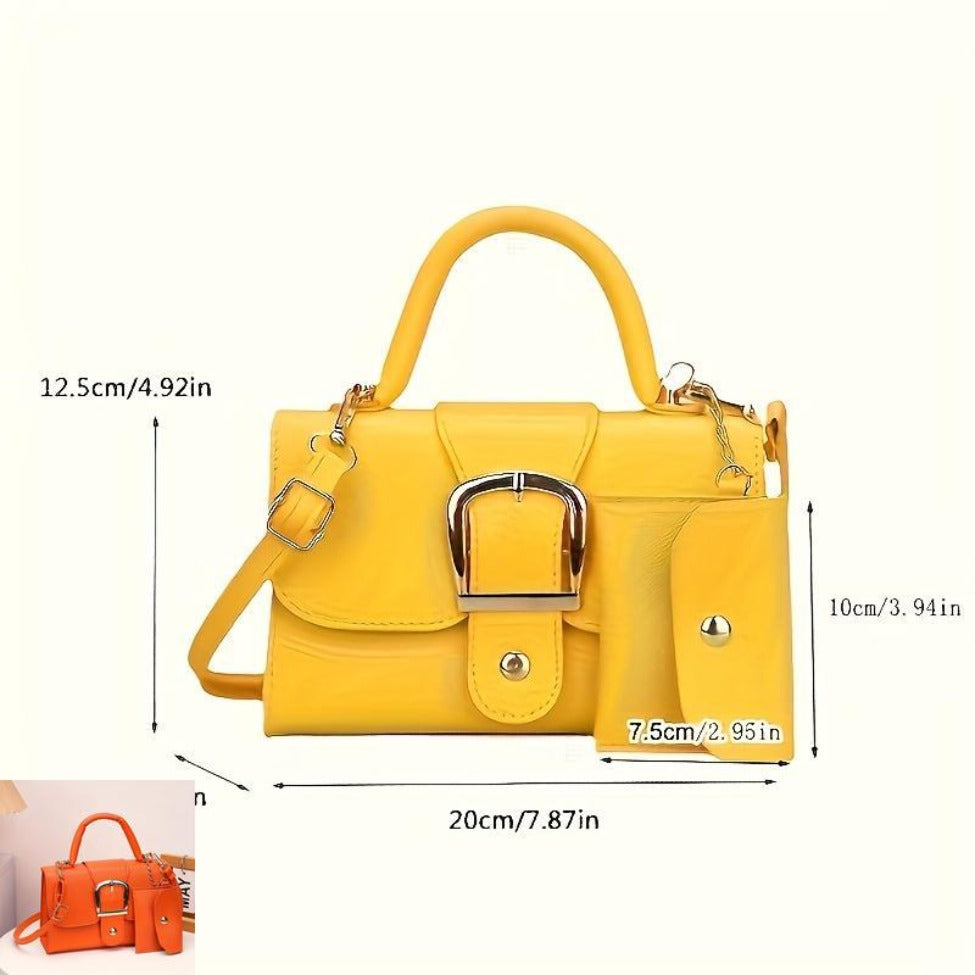 Golden Accent Buckle Bag
