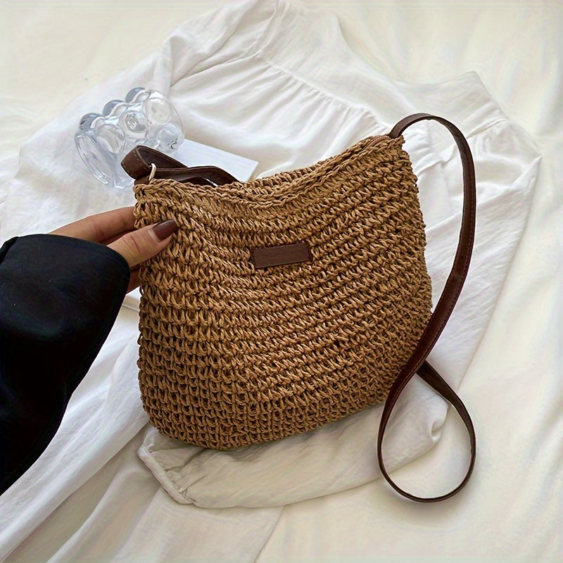 The Sienna Woven Crossbody — Handmade Crescent Bag
