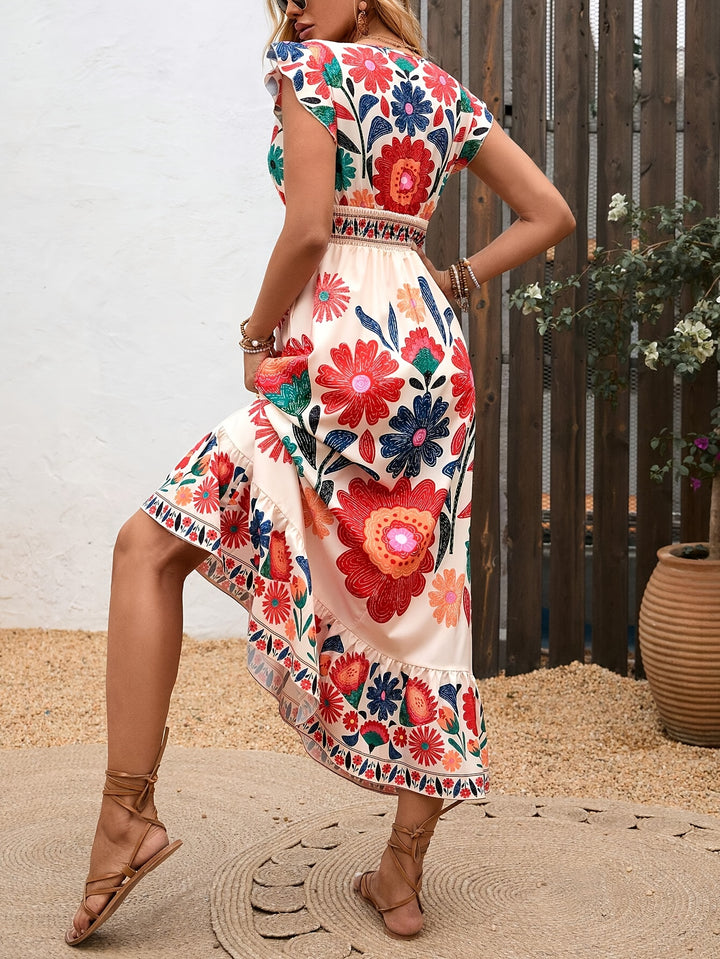 The Floral Bohemian Ruffle Maxi Dress