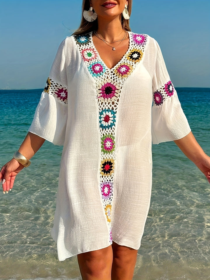Bohemian Crochet Tunic — Vacation Cover-Up Dress