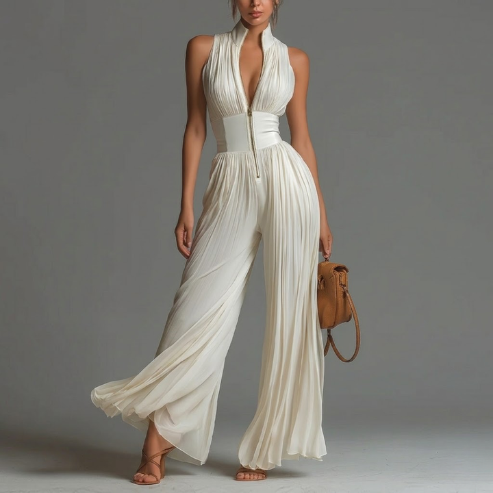 White Pleated Chiffon Set