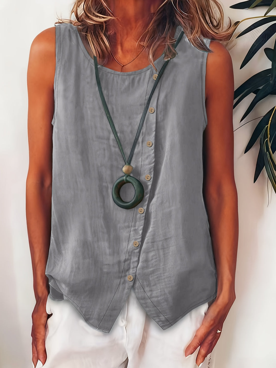 The Sleeveless Button-Up