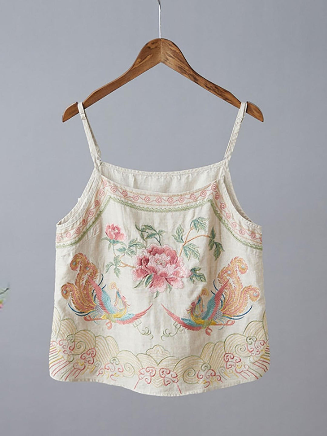Retro Embroidered Cami — Vintage Floral Tank Top