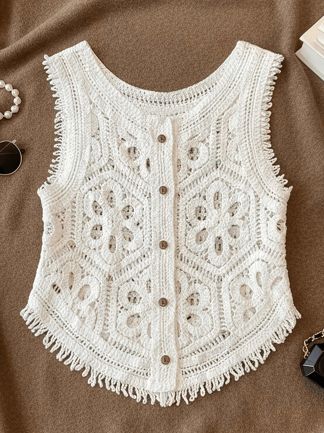 The Tassel Layered Hollow Cardigan