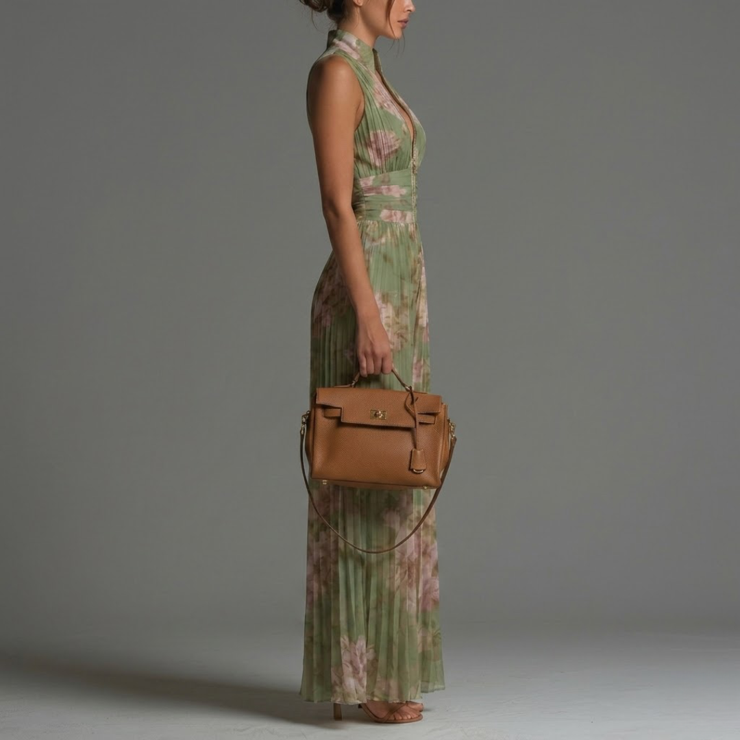Pleated Floral Chiffon Jumpsuit