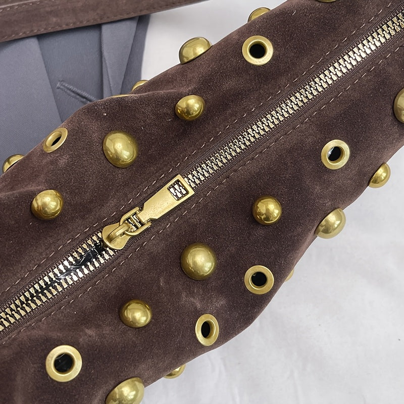Raven Retro Rivet Crescent Bag – Punk & Street Style