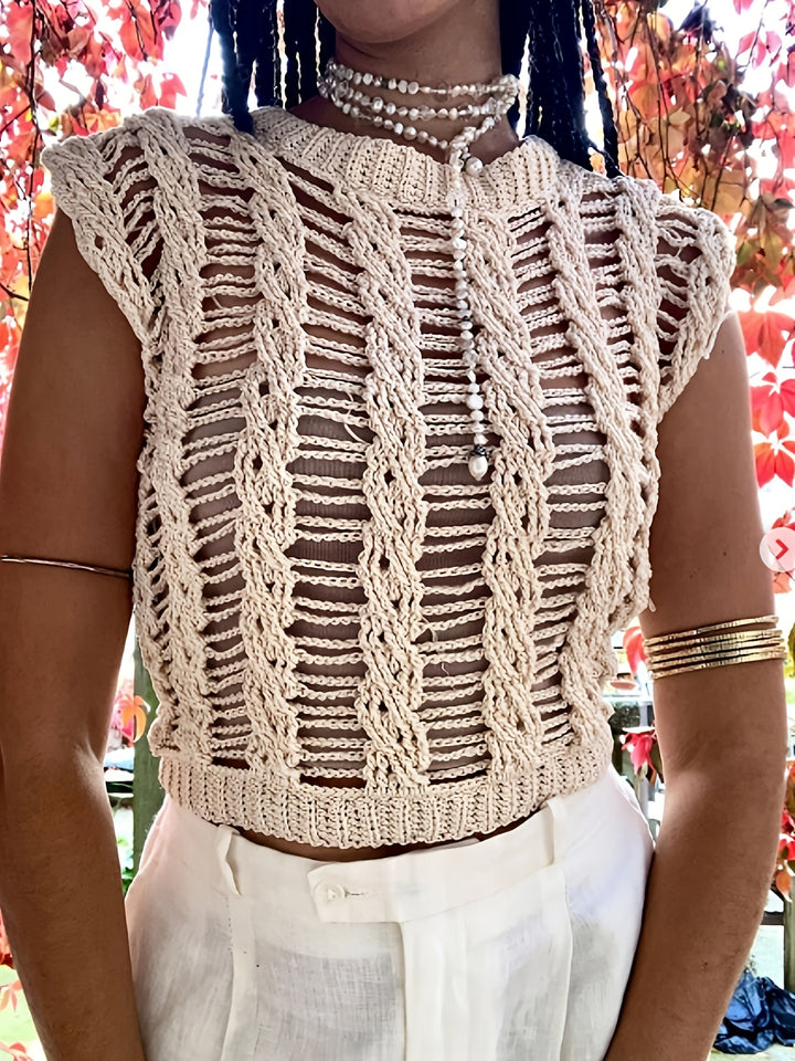 The Ripped Cable-Knit Crop Vest