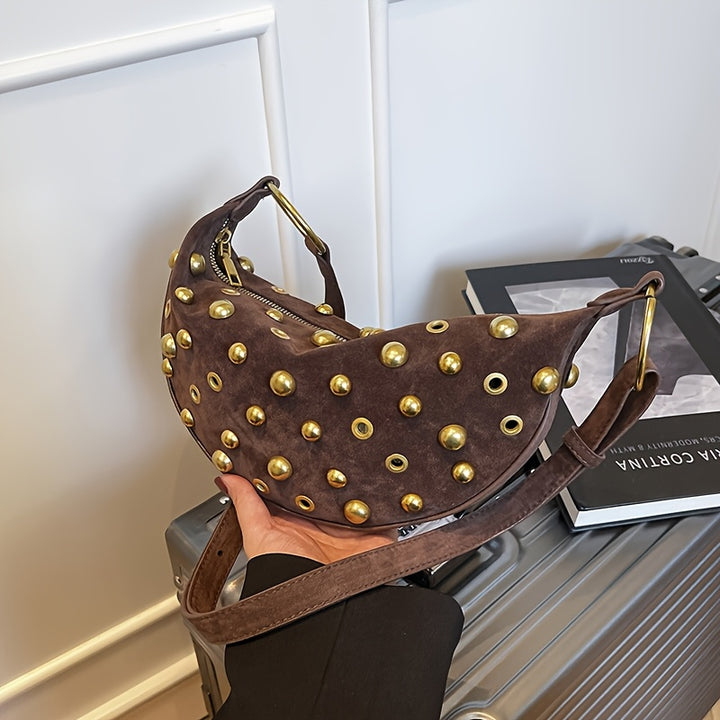 Raven Retro Rivet Crescent Bag – Punk & Street Style