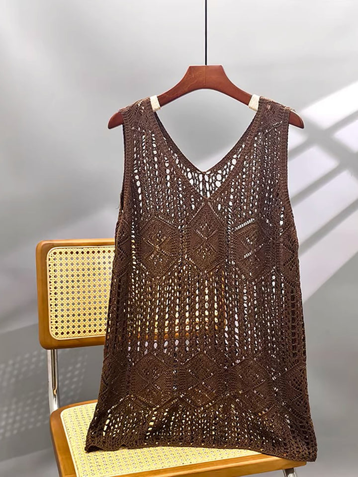 The V-Neck Hollow Side-Slit Vest