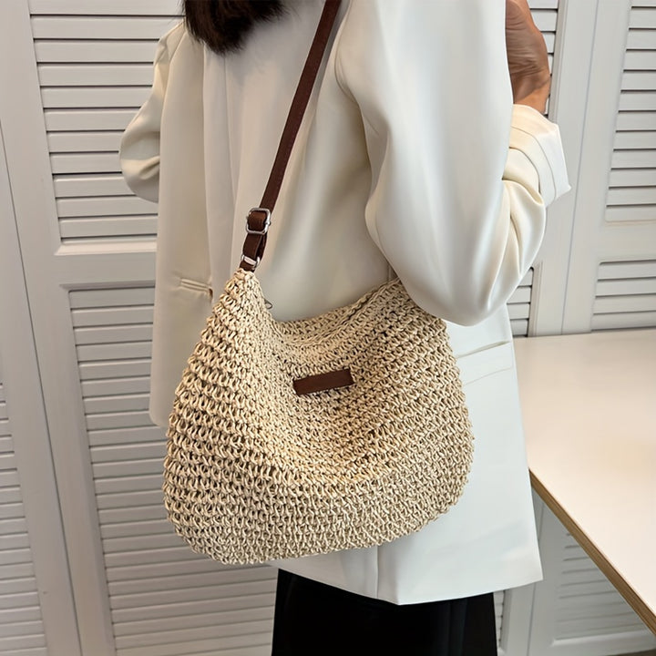 The Sienna Woven Crossbody — Handmade Crescent Bag