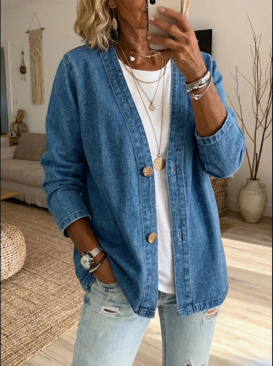 The Dariah Denim Button Coat