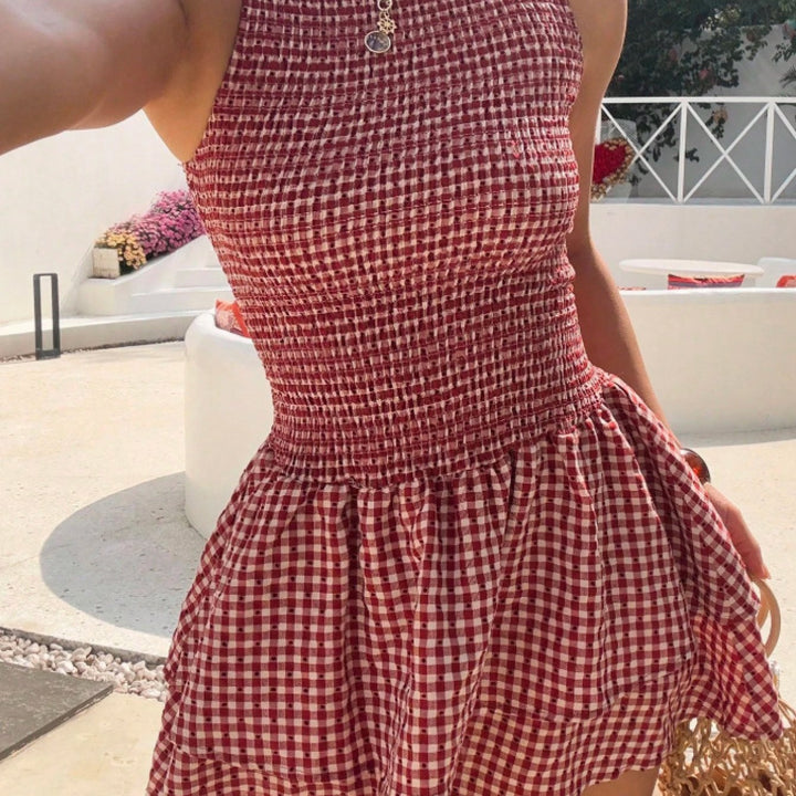The Checkered Puff Dress
