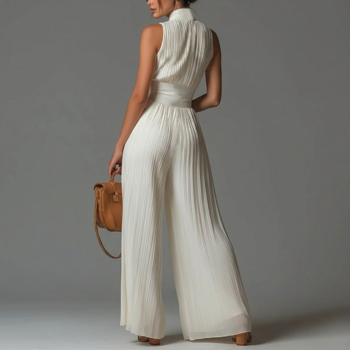White Pleated Chiffon Set