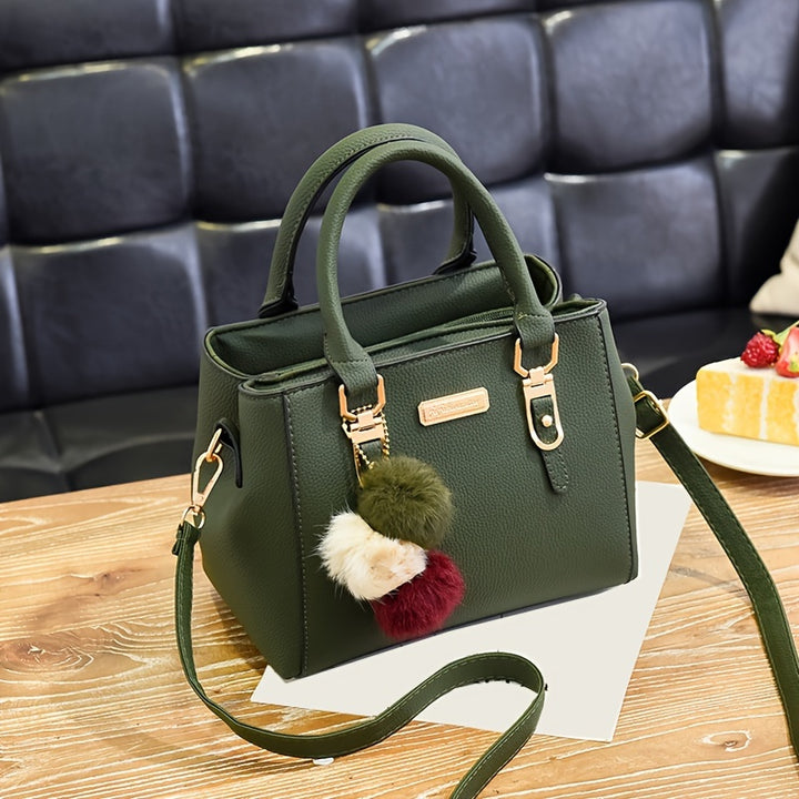 Pom-Pom Double-Layer Shoulder Bag