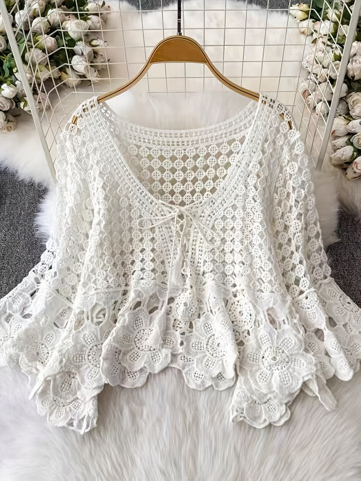 The Floral Patchwork Tie-Front Top