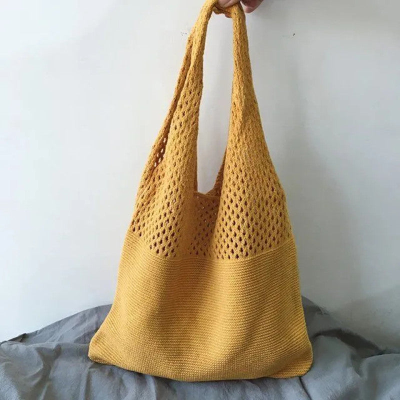 The Margaux Crochet Tote — Woven Shoulder Bag