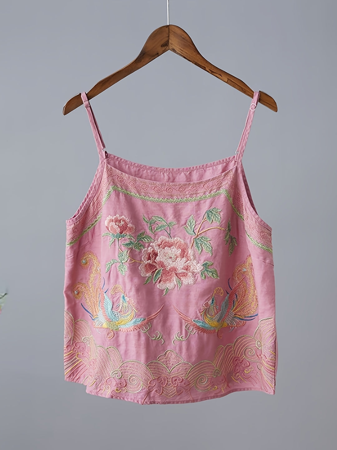 Retro Embroidered Cami — Vintage Floral Tank Top