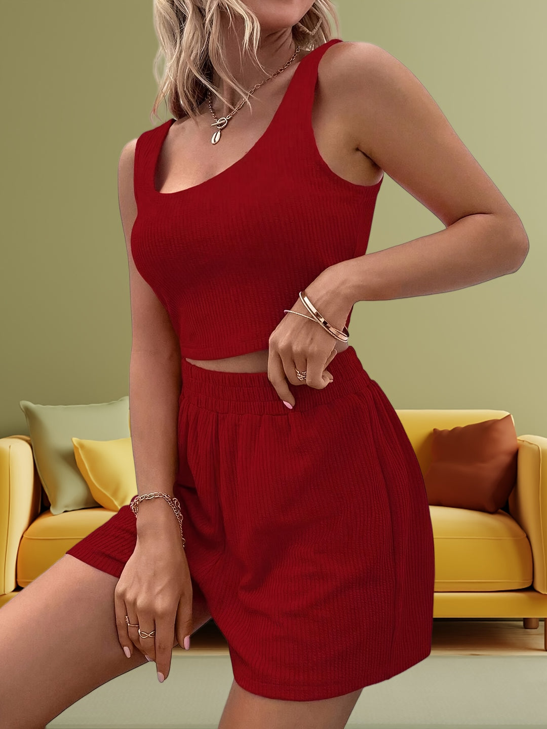 The Ribbed Vacation Tank Set