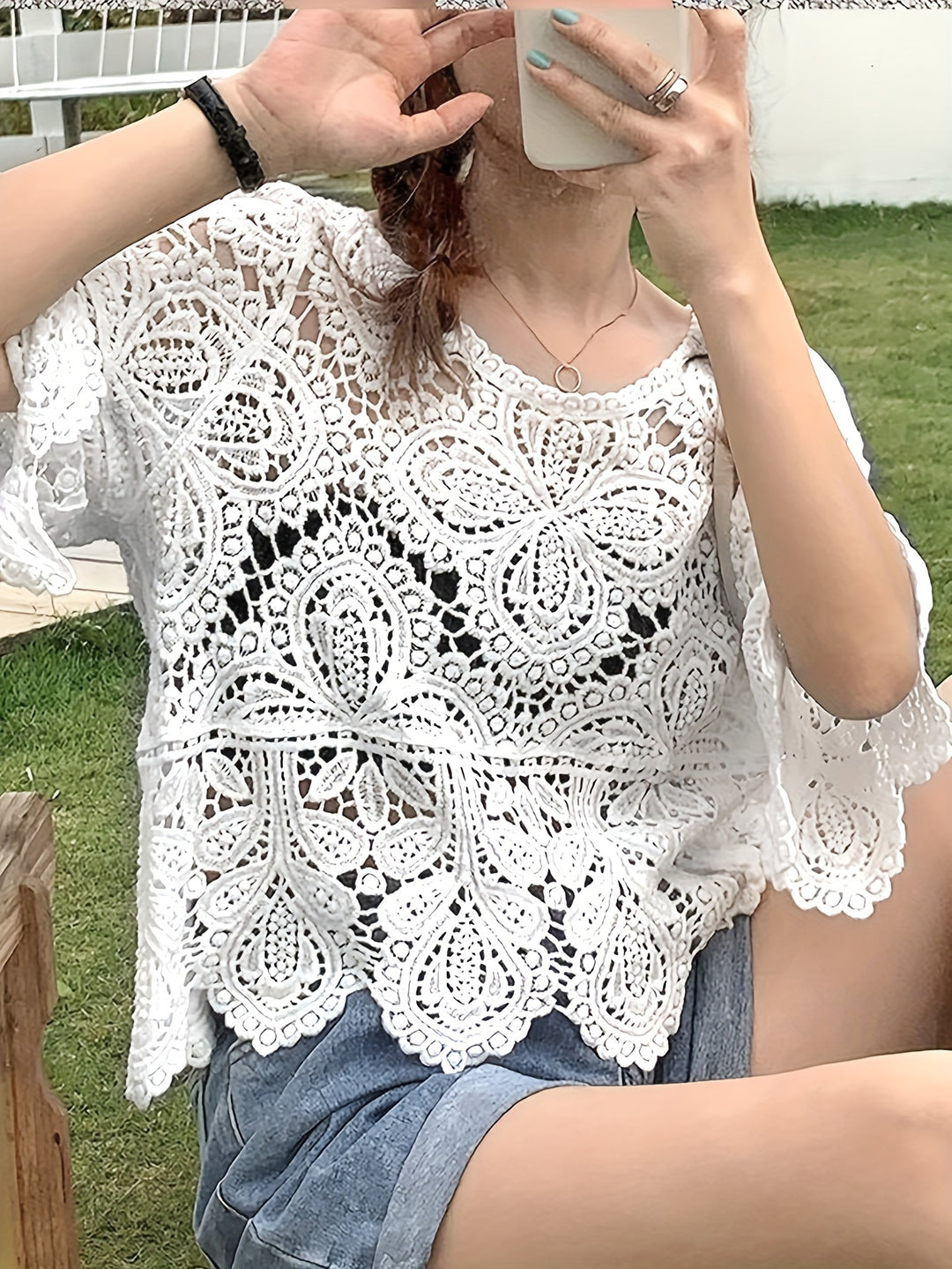 The Lace Trim Printed Blouse