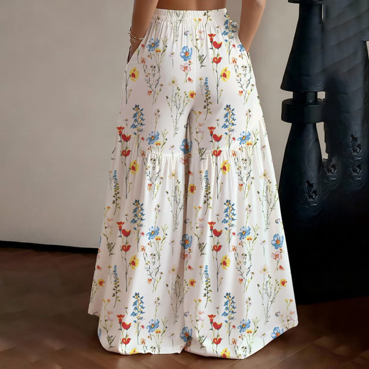 The Lunara Wide-Leg Trousers — Floral Everyday Essential