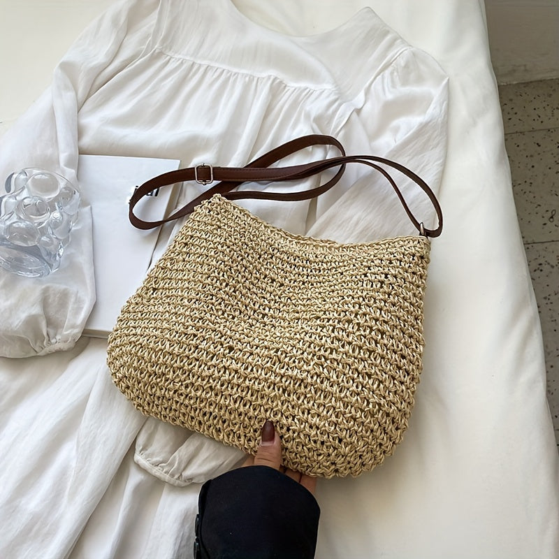 The Sienna Woven Crossbody — Handmade Crescent Bag