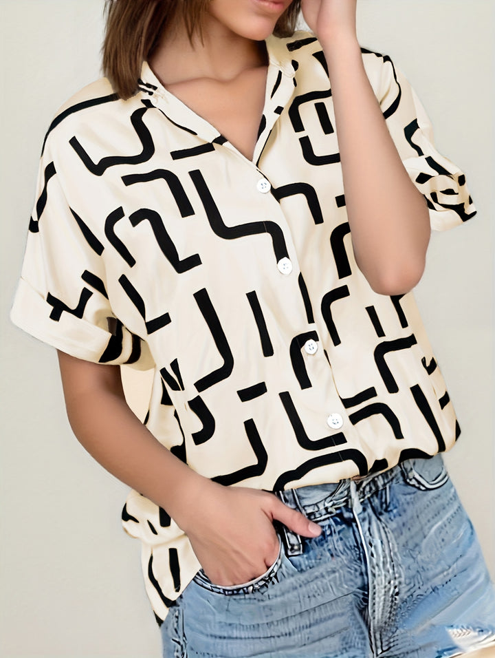 The Striped Stand-Collar Blouse