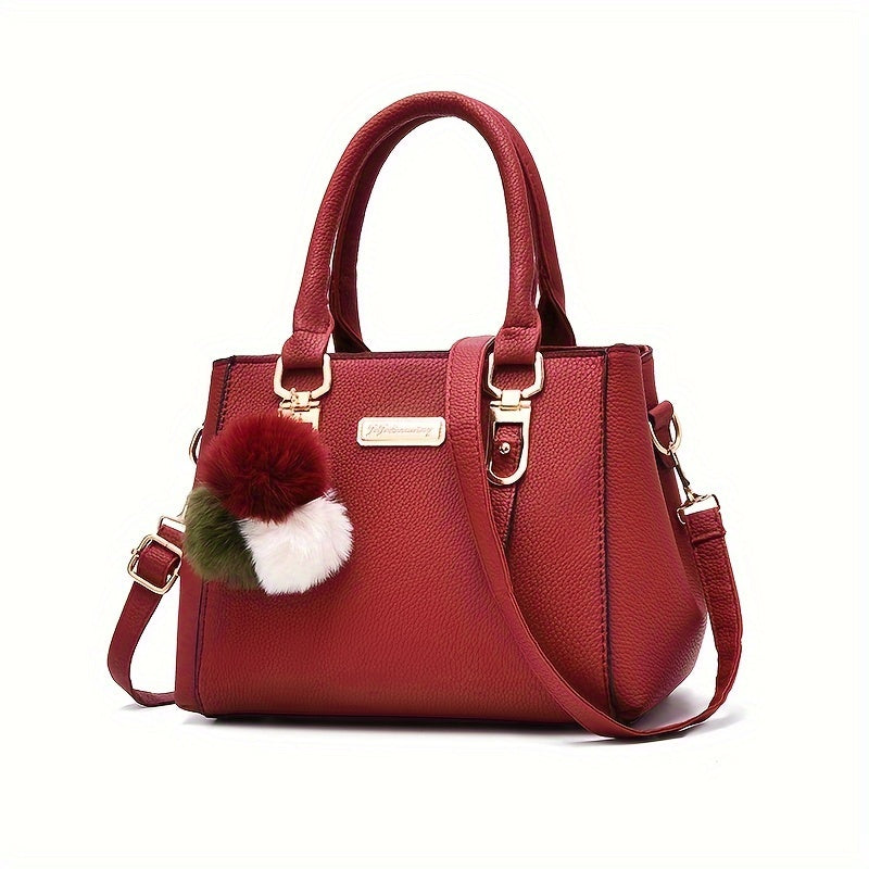 Pom-Pom Double-Layer Shoulder Bag