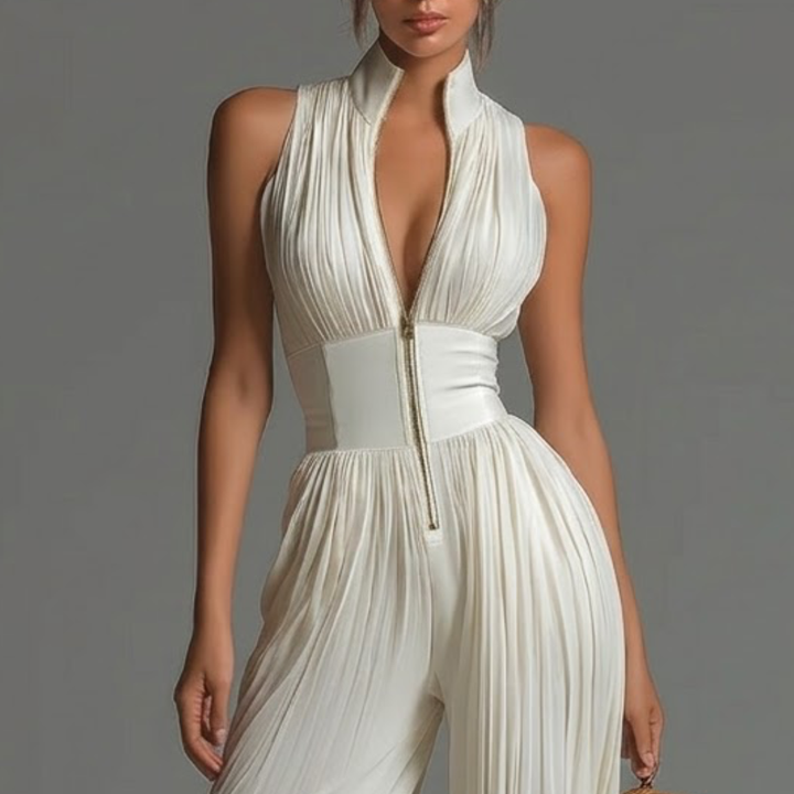 White Pleated Chiffon Set