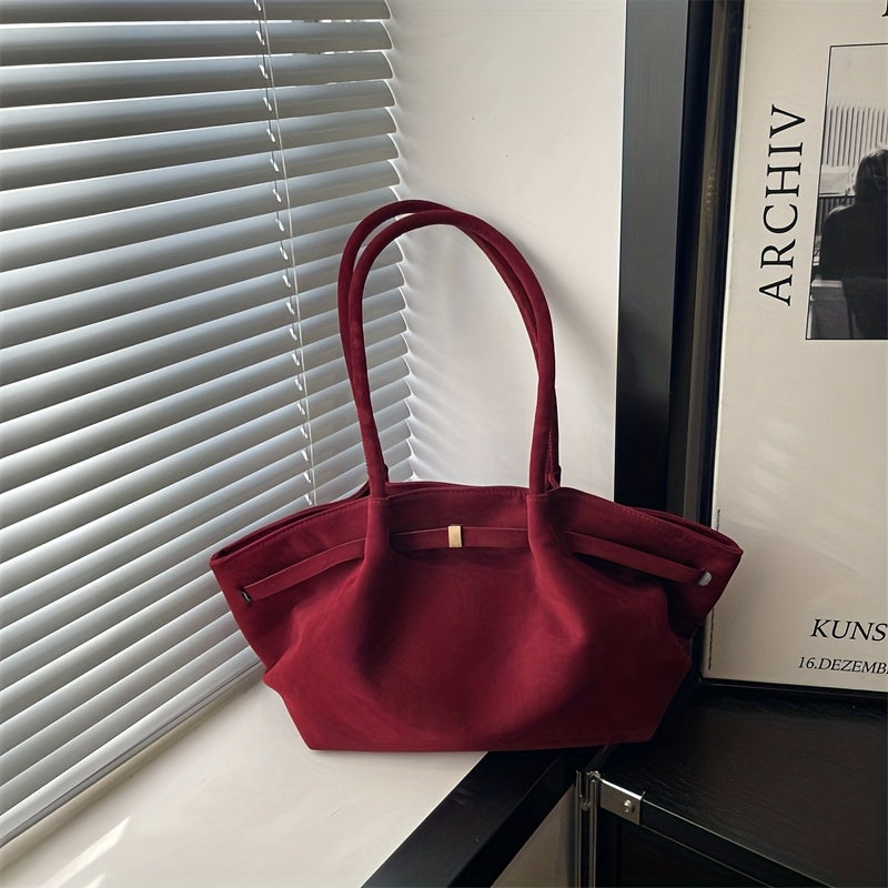 Aurora Suede-Velvet Shoulder Bag – Stylish & Multi-Pocket