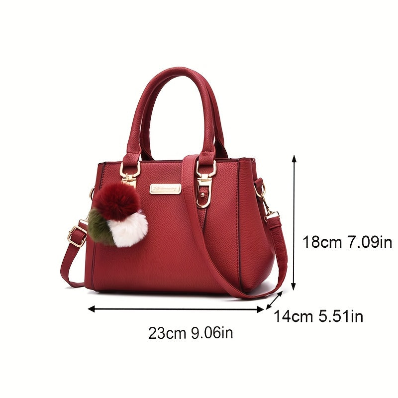 Pom-Pom Double-Layer Shoulder Bag
