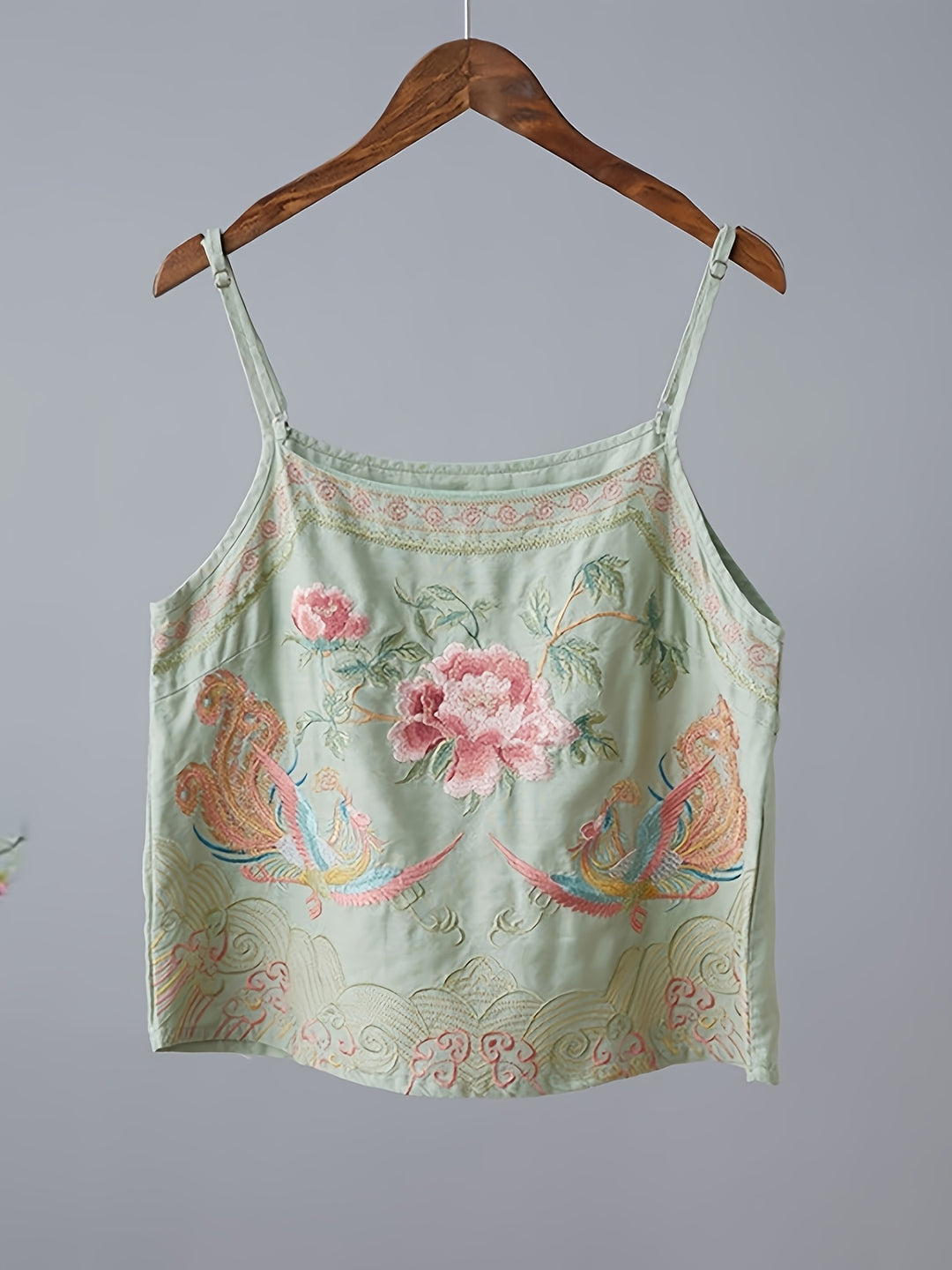 Retro Embroidered Cami — Vintage Floral Tank Top