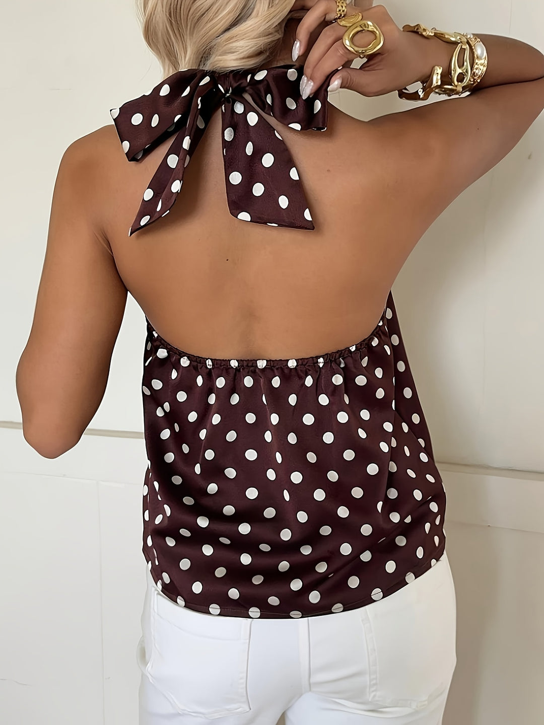 The Retro Polka Dot Halter Top