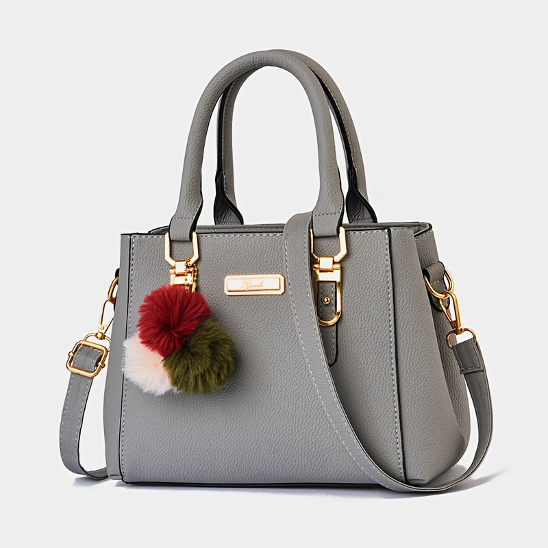 Pom-Pom Double-Layer Shoulder Bag