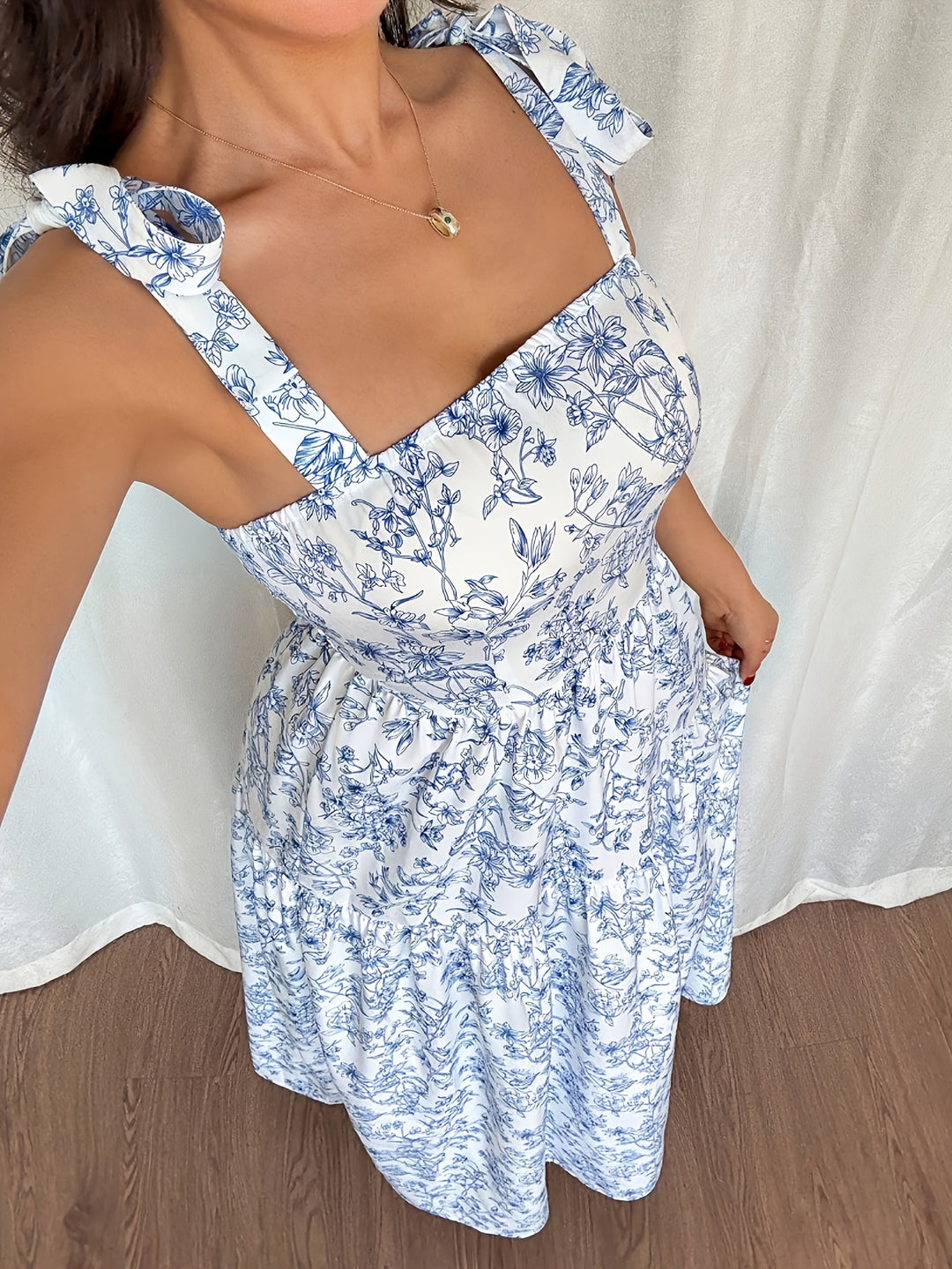 Floral Print Vacation Dress — Light Blue Summer Dress