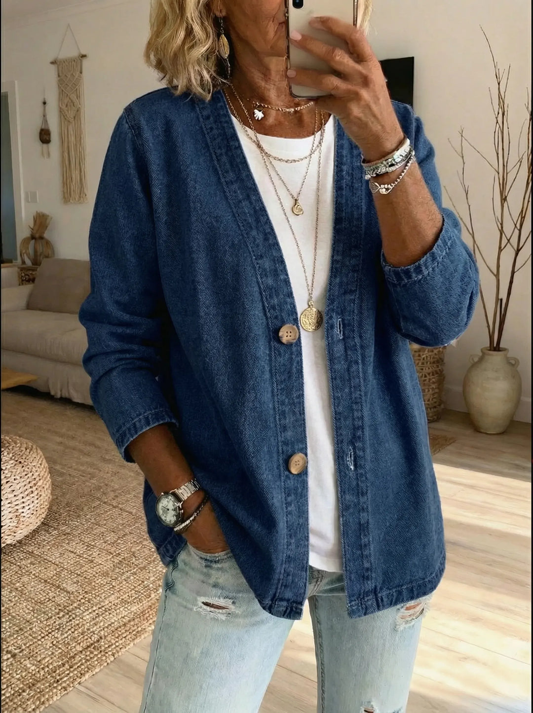The Dariah Denim Button Coat