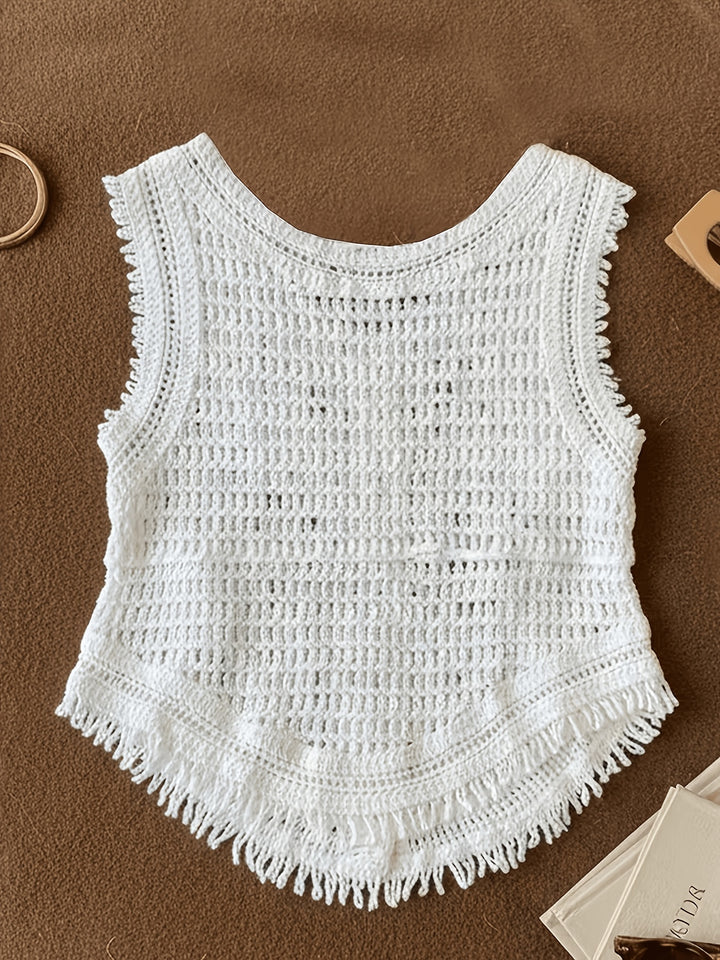 The Tassel Layered Hollow Cardigan